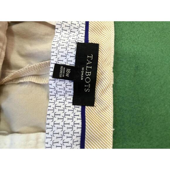 Talbots Pants Womens 18W Cropped Ankle Straight Cotton Stretch Khaki Classic - Picture 4 of 11